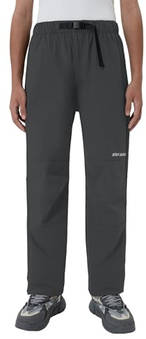 PATPAT Kids Hiking Pants – Quick-Dry Rain Pants for Boys Girls Casual Outdoor, with Reinforced Knees, Cinchable Ankles, Dark Grey, XL