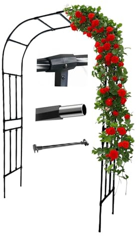 Arche de jardin en métal robuste résistant aux intempéries - Treillage galvanisé pour plantes grimpantes - Disponible en 120 à 320 cm de large - Treillis rose pour décoration extérieure (300 x 240 cm)