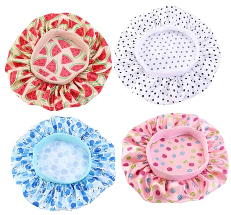 iplusmile Bonnet de Nuit Élastique en Satin pour Garçon et Filles, Lot de 4 Pièces, Taille Unique, Protection Cheveux, Sommeil Garçon et Filles, Usage Maison et Voyage, Style Aléatoire