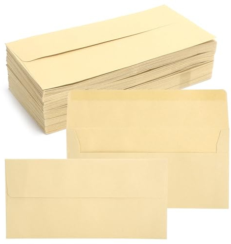 Kuvert 100 stycken utan fönster, kraftpapper kuvert DIN lång 22 x 11 cm vintage kuvert för bröllopsinbjudningar affärspost och kort tryckbara och plastfria mörkbrun
