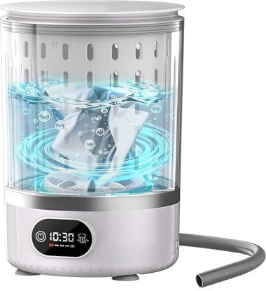 Portable Mini Washing Machine, Upgraded 3-in-1 3L Compact Washer with Spin Dry & Auto Drain,Small Travel Laundry Machine for Underwear Baby Clothes Socks Towels Home Dorm (White)