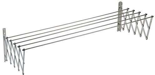 Sauvic Tendedero Extensible con fleje y 5 Varillas Acero Inoxidable 18/10 de 120 cm.