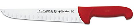 3 Claveles Cuchillo Carnicero Alveolado Proflex, Acero Inoxidable, Rojo, 24 cm-9.5