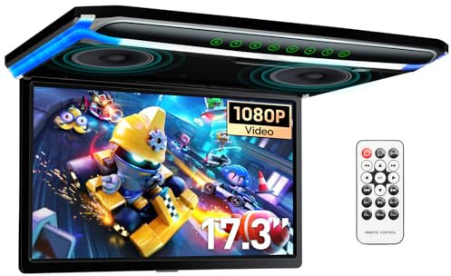 XTRONS 17,3“ Digital TFT FHD 16:9 Bildschirm für Auto Bus unterstützt 1080P Video Auto Overhead Player Auto Monitor mit HDMI Port Automosphäre LED Licht Windows CE für Urlaub (CM173HD)