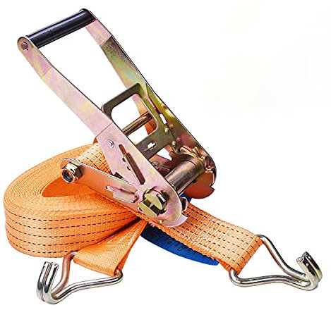 Sangles à cliquet,Sangles d'arrimage 10M x 50mm pour classé 2000 kg capacité avec Crochet tendeur Sangles de Serrage