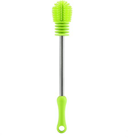Bottle Brush Cleaner, Multi-purpose 360¡ãRotary Silicone Bottle Brush Kitchen Cleaner with Anti-slip Handle for Washing Cleaning (Green)