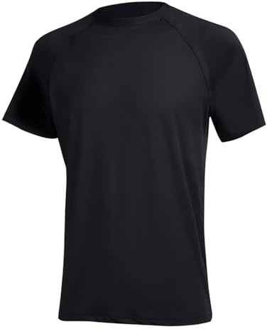 YuKaiChen Camiseta de natación de manga corta con protección UPF 50+ para hombre, camiseta de secado Qucik, camiseta para correr, deportes, gimnasio, entrenamiento, chaleco de erupción, Negro, S