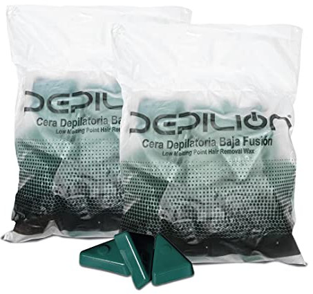 2 x Cera caliente 1kg Verde | Cera baja fusión para depilación 1000gr | para pieles sensibles