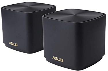 ASUS ZenWiFi AX Mini (XD4) AX1800 2er Set Schwarz kombinierbarer Router (2in1 Mesh Zugangspunkte-Set, AX1800 WiFi 6, 2x Gigabit LAN, App Steuerung, unterbrechungsfreies Roaming, AiProtection)