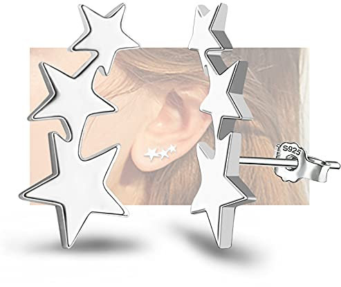 Sterling Silber Stern Ohrstecker - Hypoallergene Sterne Post Ohrringe für Mädchen Teenager Frauen