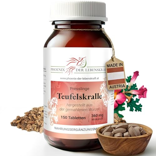 Teufelskralle Tabletten - 360 mg Wirkstoff, Harpagophytum, Premium Qualität, Hergestellt in Österreich, Tabletten statt Kapseln, Vegan