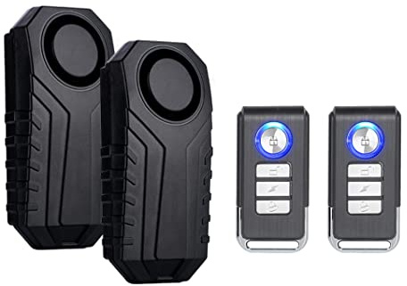 Mengshen 2 Set Wireless Bicycle Anti-Theft Alarm Security Vibration Motion Sensor with Remote Control for Bike Motorcycle Vehicle Scooter 113dB IP55 Waterproof