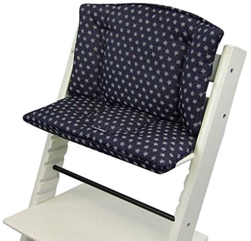 BAMBINIWELT Ersättningsöverdrag sittdyna kudde set sittförminskare kompatibel med STOKKE Tripp Trapp för barnstol stjärnor (marin stjärnor)