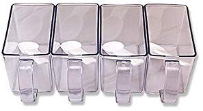 MXXHFC Botella de Almacenamiento de Cocina - 4 Unids/Set Blanco Transparente Salero Pimentero Caja de Almacenamiento de condimentos Tarro de Especias de plástico Montado en la Pared Botella de co