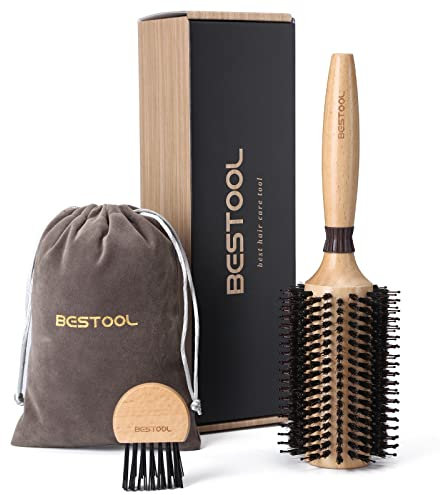 BESTOOL Spazzola rotonda per asciugatura, setole di cinghiale con perni in nylon Spazzola rotonda per capelli, spazzola professionale per lo styling per donne e uomini (Barrel 38mm)