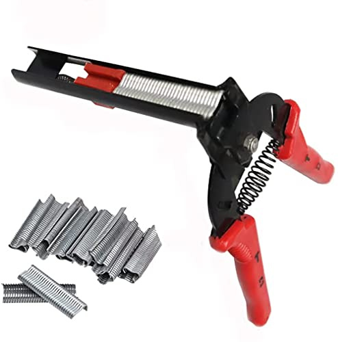 Hog Ring Pliers Type M Ring Clips Cage Clamp with 1200 M Nails Kit Repair Installation Tools for Animals Cages Wire Fencing Fencing