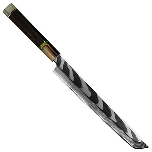 WERWER 10/11.5 Pouce Yanagiba Sashimi Couteau Damascus Steel Tranchisser Jambon Filetage de Jambon Saumon Premaru Couteaux de Cuisine Couteau (Color : 10 inch Sashimi)