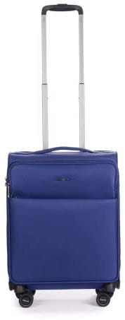 Stratic Light + Koffer Weichschale Reisekoffer Trolley Rollkoffer Handgepäck, TSA Kofferschloss, 4 Rollen, Erweiterbar, Größe S, Blau