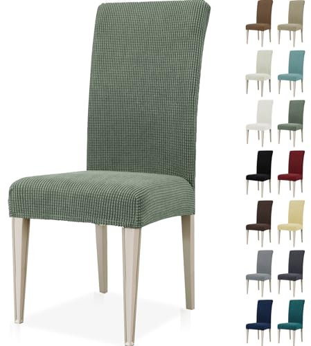 Ystyle Stretch Stuhlhussen 6er Set, Stuhlbezug Elastisch Abnehmbarer Waschbarer, Universal Hussen Für Stühle, Stuhlbezüge Chair Cover Für Hotel Bankett Küche Restaurant Hochzeit Party, Hellgrün