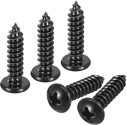 sourcing map Phillips Pan Head Self-tapping Screw 5mm x 20mm Black 50pcs | 304 Stainless Steel,Round Head,Wood Screw,Full Thread
