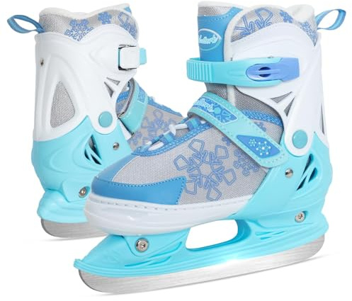 BASYNOL Nattork Adjustable Ice Skates for Kids, Anti-Skid Ice Skate Shoes,Ice Hockey Suitable for Outdoor and Skating Rinks,Snowflake,S