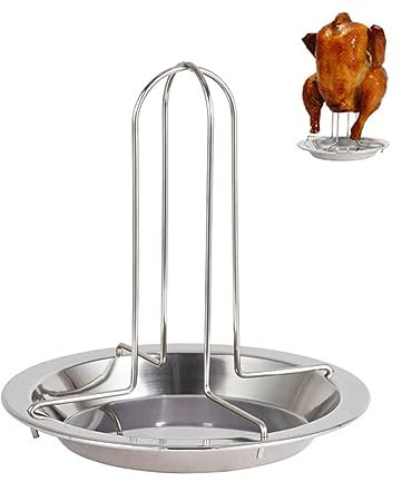 Antcher Chicken Roaster Rack, Stainless Steel Vertical Beer Can Chicken Holder with Drip Pan, BBQ Roasting Stand for Grill Oven