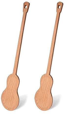 Fisura - Originale cucchiaio a forma Set di 2 spatole per cucinare. Cucchiaio in legno di faggio. Accessori da cucina resistenti al calore. (Chitarra)