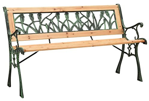 Natulvd Gartenbank mit Stahlrahmen und Armlehnen und Rückenlehne, Park, Terrasse, Veranda, Poolsessel, Sitzbank, wetterfest, Tulpe