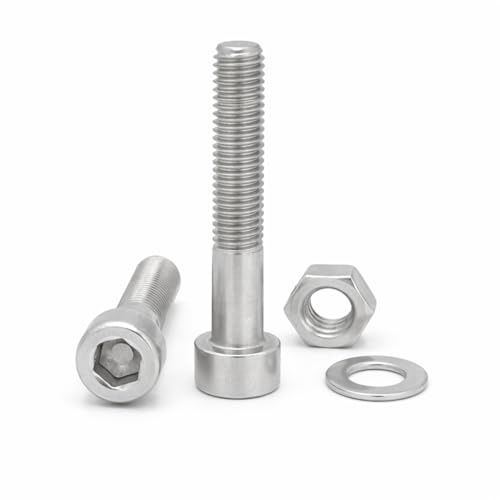 NOLDAR | Tornillos allen con cabeza cilindrica. Acero inoxidable (AISI 304). Incluye 20 tornillos con 20 tuercas y 20 arandelas (60 piezas). Tornillos con rosca parcial. (Medida M8 x 40 mm)