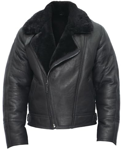 Infinity Leather Herren Aviator B3 Cross Zip Schafsleder Leder Bomber Fliegend Pilot Jacke