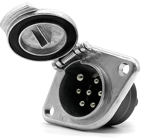 SAMETRUCK Steckdose 24V 7pol Typ N ISO 1185 mit Stift LKW Auflieger Anhänger Dose Metall