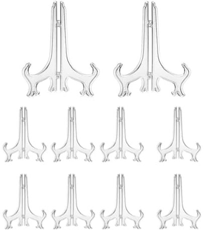 Acrylic 10 caballetes de plástico transparente,7 pulgadas,expositores de platos,soporte para libros,soporte para platos de exposición,placa soportes para imágenes de casa,boda,decoración