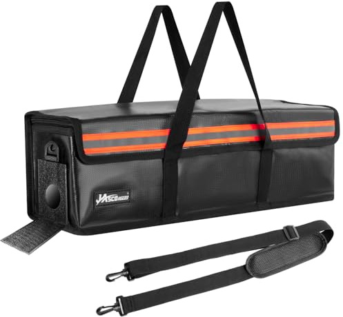JASCOPRO Ebike Akku Tasche für Lagerung Transport Aufladung | 8 Schichten Brandschutz Feuerfest Akkutasche, Lipo Tasche Explosionsgeschützte Brandschutzbox Wasserdicht, 49*15*15cm (L)