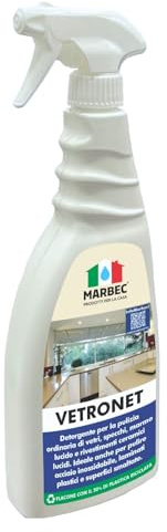 MARBEC VETRONET 750ML Detergente versatile per vetri e superfici lucide, ideale per la pulizia di casa o ufficio. Rimuove aloni e residui con efficienza.