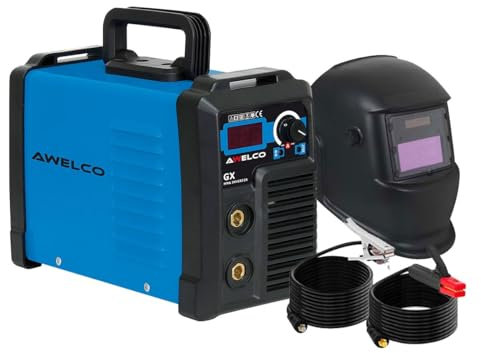AWELCO Schweißgerät Inverter GX200 MMA Elektroden Digitales Display + automatische Schweißhaube Din13