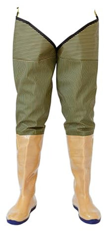 Watstiefel Leichte wasserdichte Watstiefel Für Männer Und Frauen Zum Angeln Und Jagen, Hüftstiefel Mit Rutschfester Außensohle Und Verstellbaren Trägern(Green Stripes,42 EU)