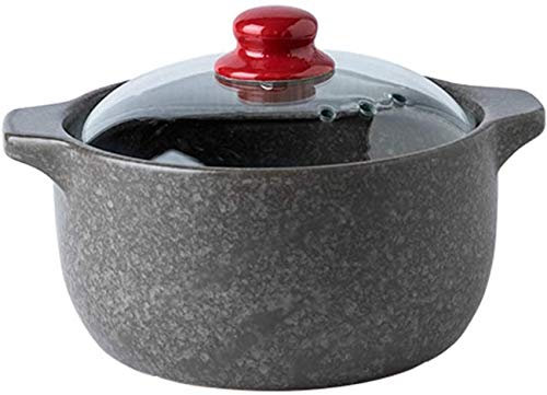 Casseruola in Pietra Antiaderente con Coperchio in Vetro Casseruola Rotonda in Ceramica Casseruola lenta Resistente al Calore (2,7 l) (3,6 l)