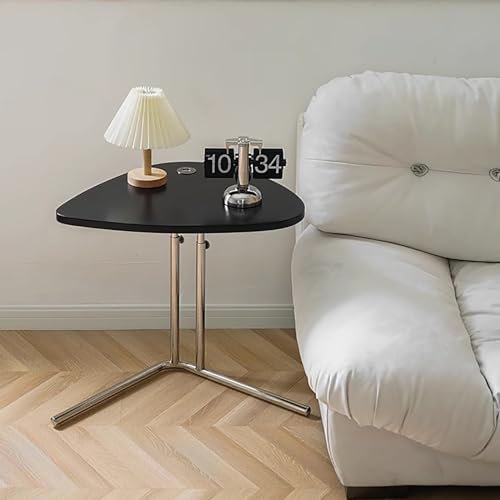 SJKJNK C-förmiger Beistelltisch, Beistelltisch für Sofa, Akzenttisch, Kleiner TV-Tabletttisch für Wohnzimmer, Schlafzimmer (Farbe: Schwarz)