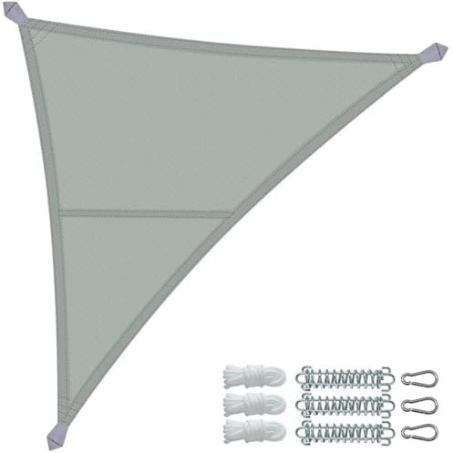 VOUNOT® Vela Ombreggiante Impermeabile Triangolare 3x3x3m, Tenda da Sole per Esterno in Polyester con Kit di Fissaggio, Protezione UV 95%, Vele Ombreggianti per Giardino, Balcone, Terrazza, Grigio