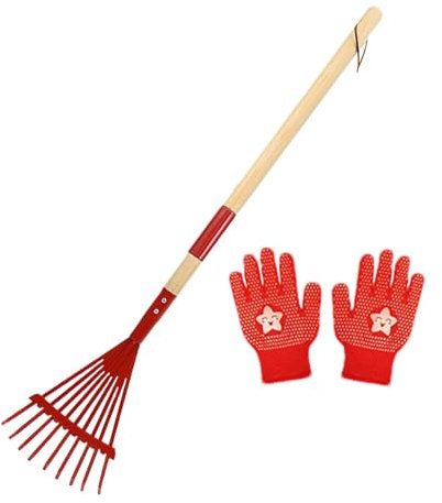 Small Garden Rake For Kids,Removable Wooden Handle Kids Rake And Gloves,Kids Rake Kids Gardening Tools,Children's Garden Leaves Rake Kit, For Outdoor Exploration, Gardening Work, Camping