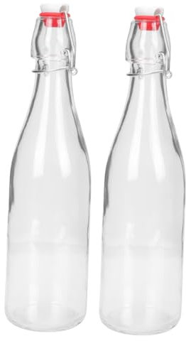 Ciieeo 2 Botellas De Vidrio Tapa Abatible Para Vino Aceite y Más 500ml Diseño Simple y Hermoso