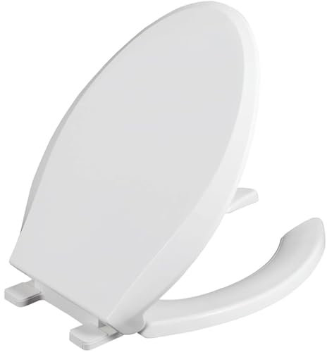 Brigtviee Sedile WC Copriwater Tavoletta WC Bianca per Bagno,Sedile Copri WC Aperto Universale per Comunità, ASSE WC Chiusura Ammortizzata,Disabili, Forma di V,Cerniera Regolabile
