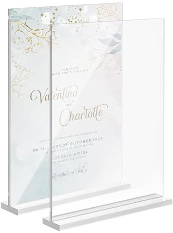 Rixotix 1 poster da tavolo, formato A4, in acrilico, con supporto a T, per pubblicità, menu, matrimonio, ristorante, ufficio, bar, 21 x 29,7 cm, trasparente