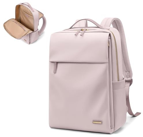 Rucksack Damen Laptop Reise Schulrucksack 15.6 Zoll mit Laptopfach, Wasserdicht Multifunktionaler Lässiger Tagesrucksack, Schultaschen Arbeitstasche Lehrertasche für Uni Büro (Rosa)