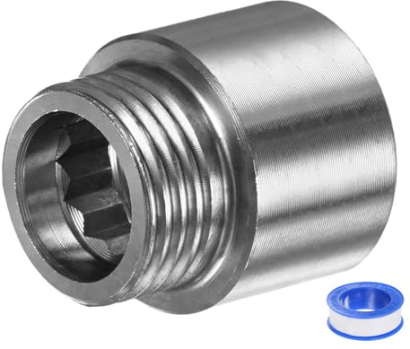 M METERXITY Shower Head Extension Arm, Stainless Steel G1/2 Male to Female Extension Pipe Fitting Adapter with PTFE Thread Seal Tape for Shower/Faucet, Pipe Plumbing Coupler 1.18/30mm 1-Pack