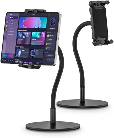Cenawin Tablet Halterung Tisch, 360° Drehbar iPad Halterung Tisch, Schwanenhals iPad Halterung Schreibtisch Tablethalterungen für 4.7-13.5 Tablets Smartphones