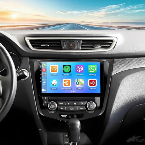 4+64G Android Car Stereo Radio Compatible for X-Trail Compatible for Qashqai 2013-2017, 10 Touch Screen Car Radio Audio Receiver with GPS Navigation Bluetooth FM RDS DSP WiFi Android Auto + Camera