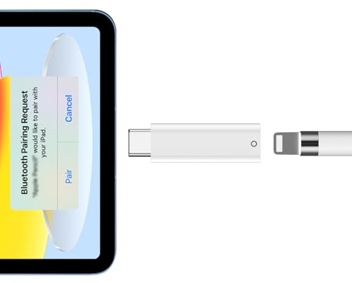 AIAUXAI Adaptador USB C para Apple Pencil 1a Gen,Acoplamiento Bluetooth | Adaptador de Carga para Apple Pencil Primera Generación, Acoplamiento Bluetooth para iPad 10a Gen, para iPad A16, Blanco