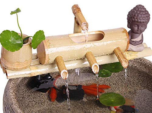 Decorazione da giardino giapponese, scultura per interni ed esterni, ornamenti creativi per acquari, statua decorativa in bambù per giardino, decorazione per la casa, fontana in bambù da 40 cm