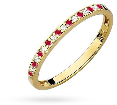 MARKO Courting Bague en or véritable 375 pour femme avec zircone – Bague éternité blanche, noire ou rouge rubis – Bague de fiançailles ou alliance pour femme, Or jaune, Tourmaline